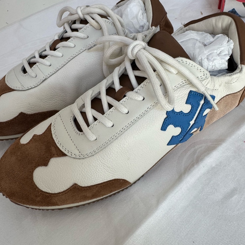 Tory Burch suede and leather retro sneaker